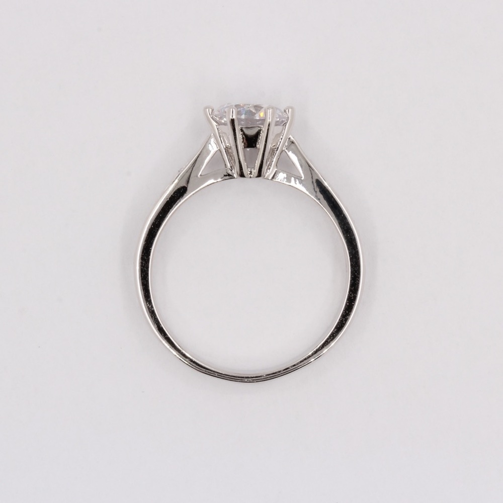 1 Carat CZ Diamond Platinum Plated Engagement Ring - Picture 8 of 8